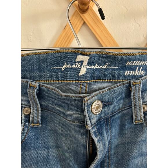 7 For All ManKind Jeans Women's 27 Roxanne Ankle Skinny Blue Denim Embroidered - Picture 3 of 14